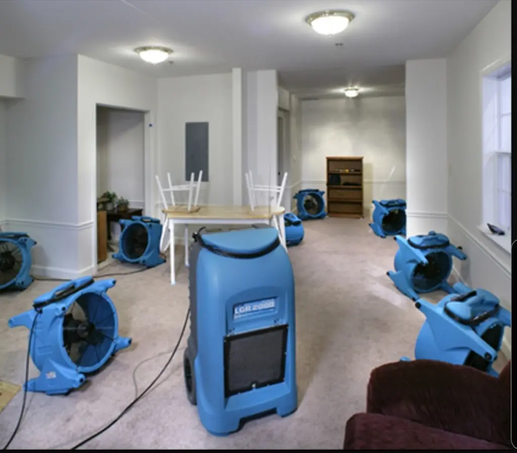 Air movers and dehumidifier setup for Water Extraction & Removal in Eagle